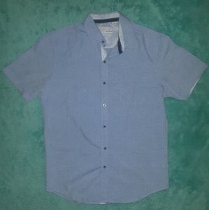 Polka dot pattern short sleeve button up shirt